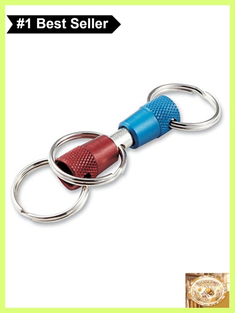 3-Way Pull Apart Keychain Nickel-Plated Steel Split Rings
